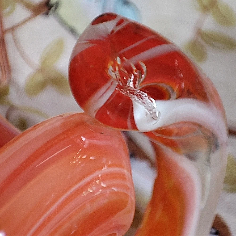 Jack In The Pulpit Blown Glass Swirled Orange Vintage Flower Vase Pontil Mark